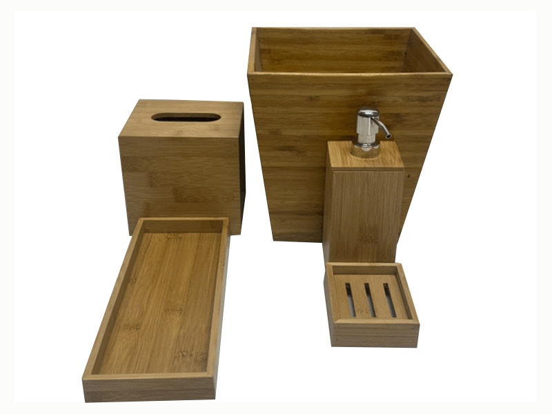 Exquisite 5pc Bamboo Bath Set - Sustainable Bathroom Organization Solutions
